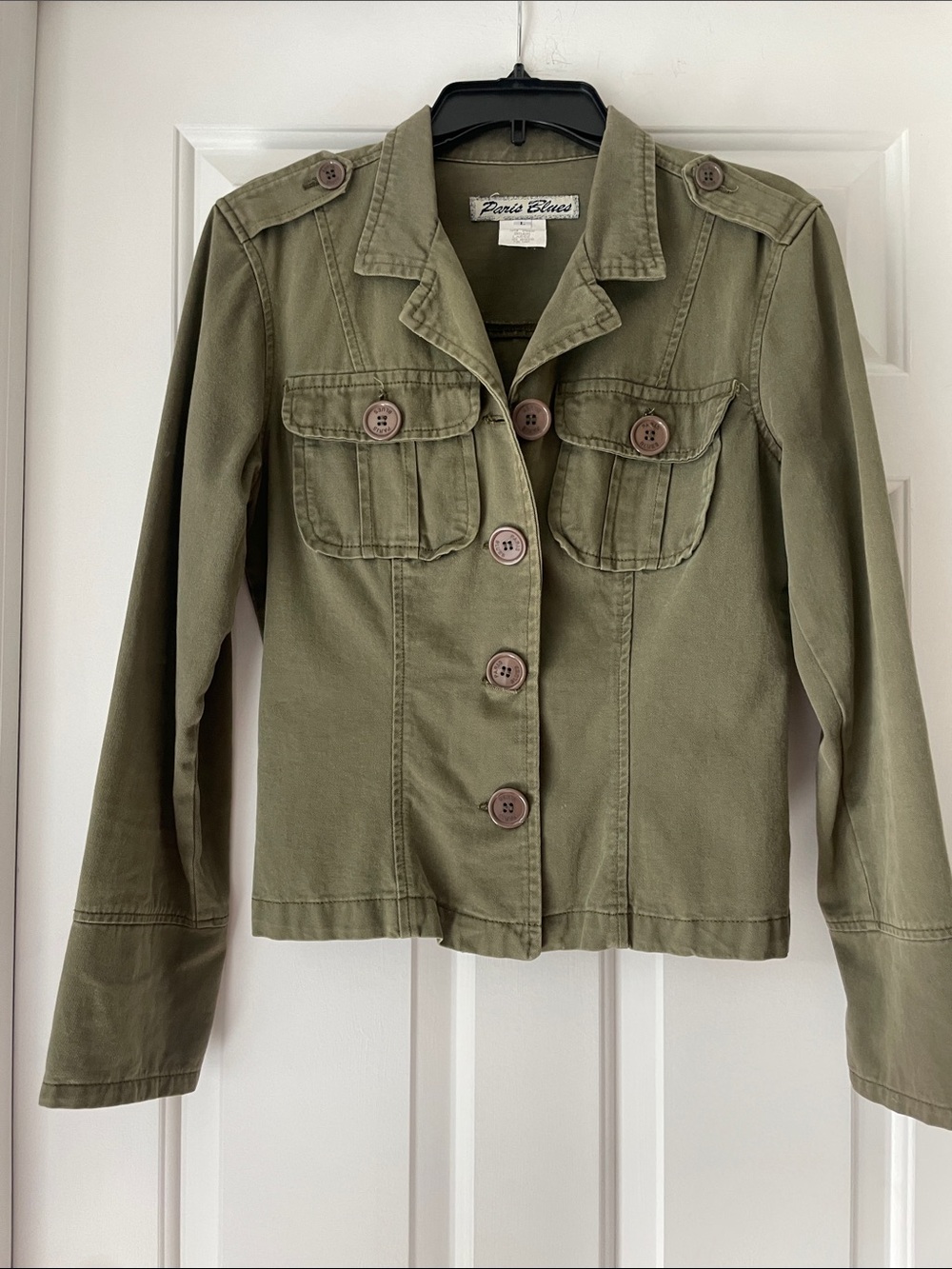 Paris Blues Olive Green Utility Jacket with Button Front